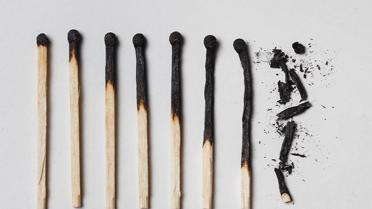 Gradual burnt matchsticks