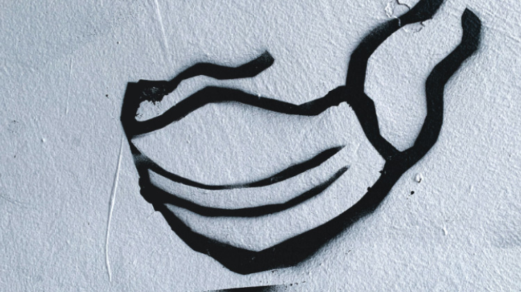 Spray painted face mask