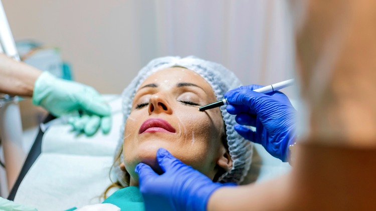 Female patient having a cosmetic consultation