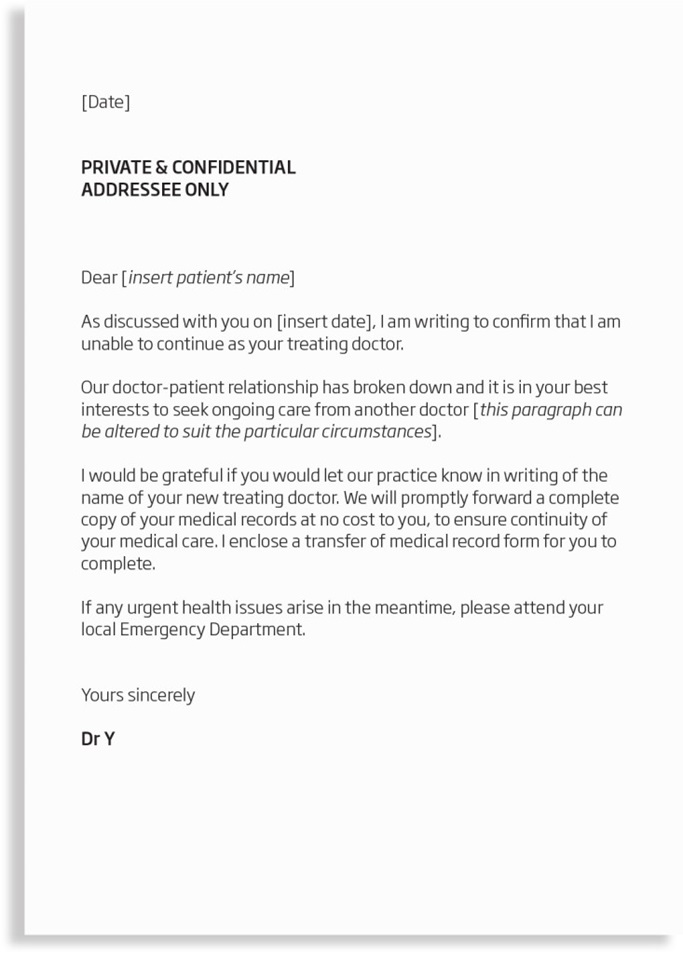 Ending the Doctor Patient Relationship - Template Letter ...