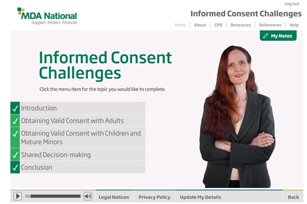 Informed consent conversations menu