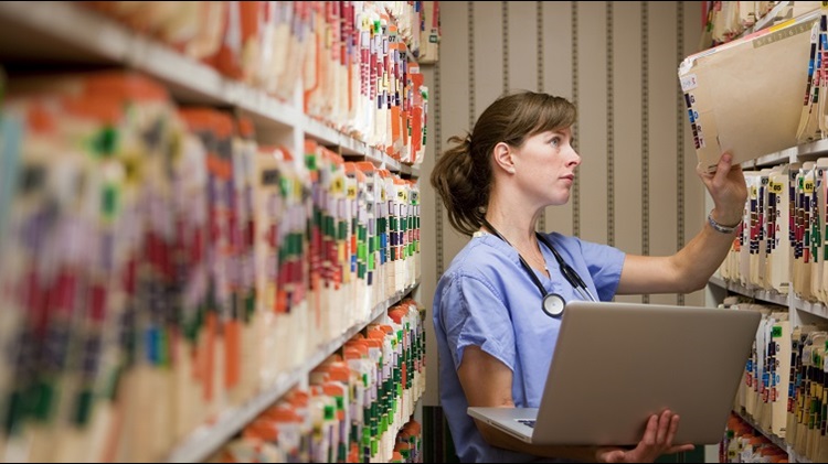 Woman searches medical records
